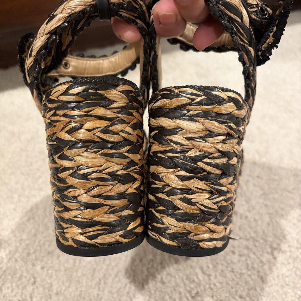 NWOB Sam Edelman Iliana Women Sandals Platform Heel Raffia Braided Buckle Size 7 - Picture 6 of 12